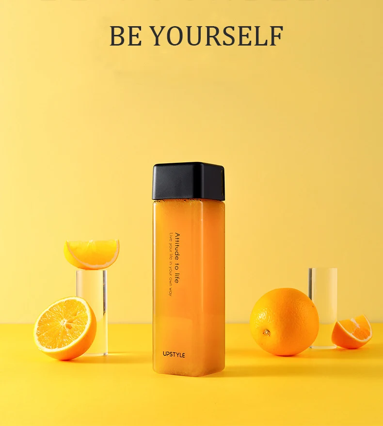 Water Bottle 480ml bpa free Square Plastic Water Bottle For Sports camping hiking Travel Portable  drinking bottles water Gifts (1)
