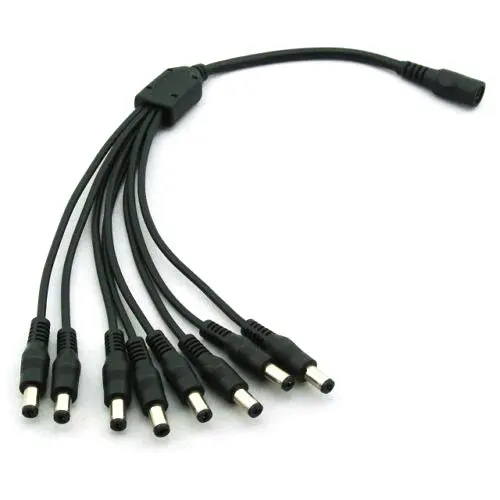 

2-Pack 1 to 8 Way DC Power Splitter Cable 0.33m / 1ft Barrel Plug 5.5x2.1mm for CCTV Cameras DVR NVR LED Light Strip