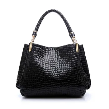 

Fashion Crocodile Pattern Handbags New Pu Handbags Europe and The United States Middle-aged Women's Shoulder Paint Leather Bag