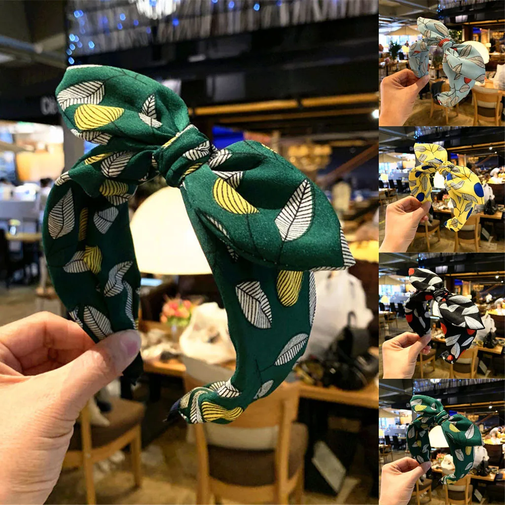 

Fashion Women's Crystal Headband Simple Versatile Bow Print Fabric Hairband Head Wrap Hair Band Accessories аколки для волос Z5