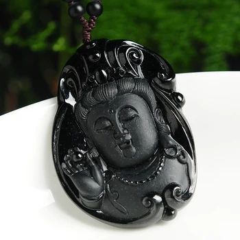 

A cargo scrub jade ink guanyin pendant genuine Burmese jade Bodhisattva pendant men's Jade Pee