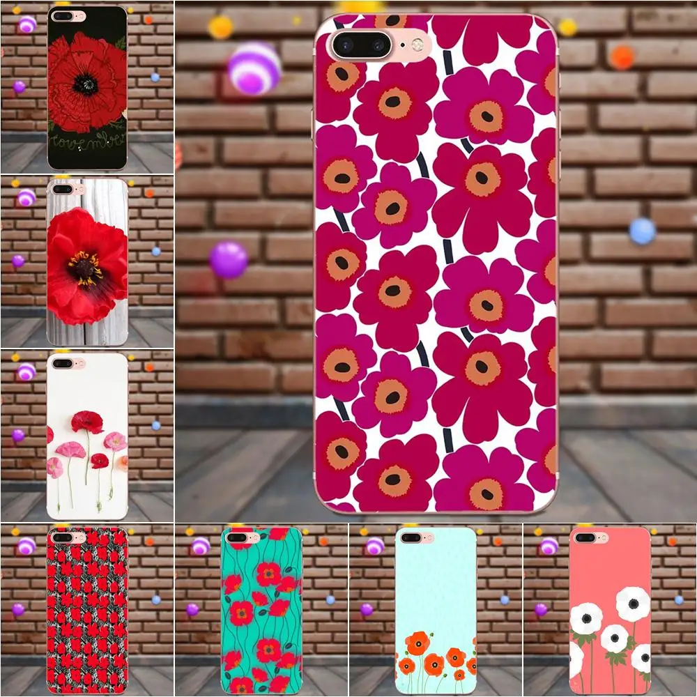 

TPU Bags Cases Red Poppies On Black Style Cornflowers For Samsung Galaxy Note 2 3 4 5 8 9 S3 S4 S5 S6 S7 S8 S9 mini Edge Plus