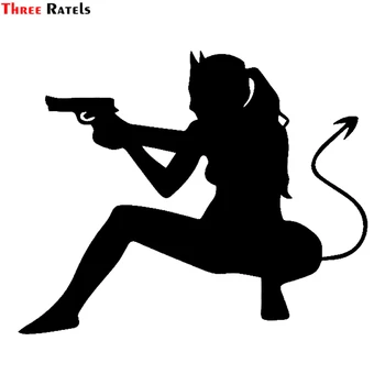 

Three Ratels TZ-1954# 18.4x15cm sexy angel devil girl naughty car sticker funny stickers styling removable decal