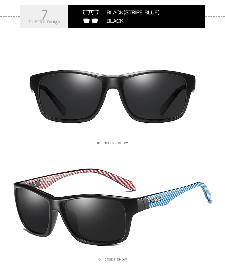 DUBERY, поляризационные солнцезащитные очки, мужские, фирменный дизайн, квадратное зеркало, Роскошные, винтажные, мужские, солнцезащитные очки для мужчин, водительские, солнцезащитные очки, DB732 - Цвет линз: NO.7 Black