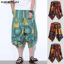 INCERUN мужские новые модные хлопковые свободные штаны с принтом летние богемные шаровары Хип-хоп карманы джоггеры Pantalones Hombre 5XL
