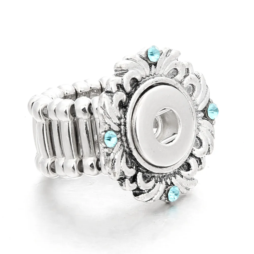 12MM Snap Jewelry Snap Rings Adjustable Vintage Metal Flower 12mm Snap