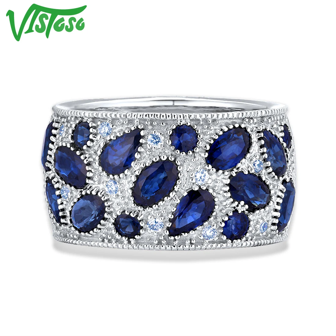 VISTOSO 14 K кольца из белого золота для женщин подлинные сверкающие бриллианты