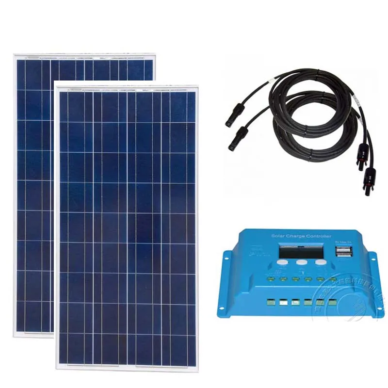 Солнечные панели Pannello Solare 12 В 150 Вт 2 шт. 300 контроллер заряда солнечных батарей В/24