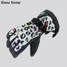 Gsou Nieve 2016 invierno guantes de las mujeres al aire libre ciclismo esquí de la motocicleta de la nieve esqui luva guante cálido impermeable femenina
