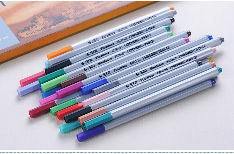 STA 26 Ассорти Цвета Fineliner Pen Set 0,4 мм микрон Наконечник иглы Цветной Pigma чернилами для студентов поставок