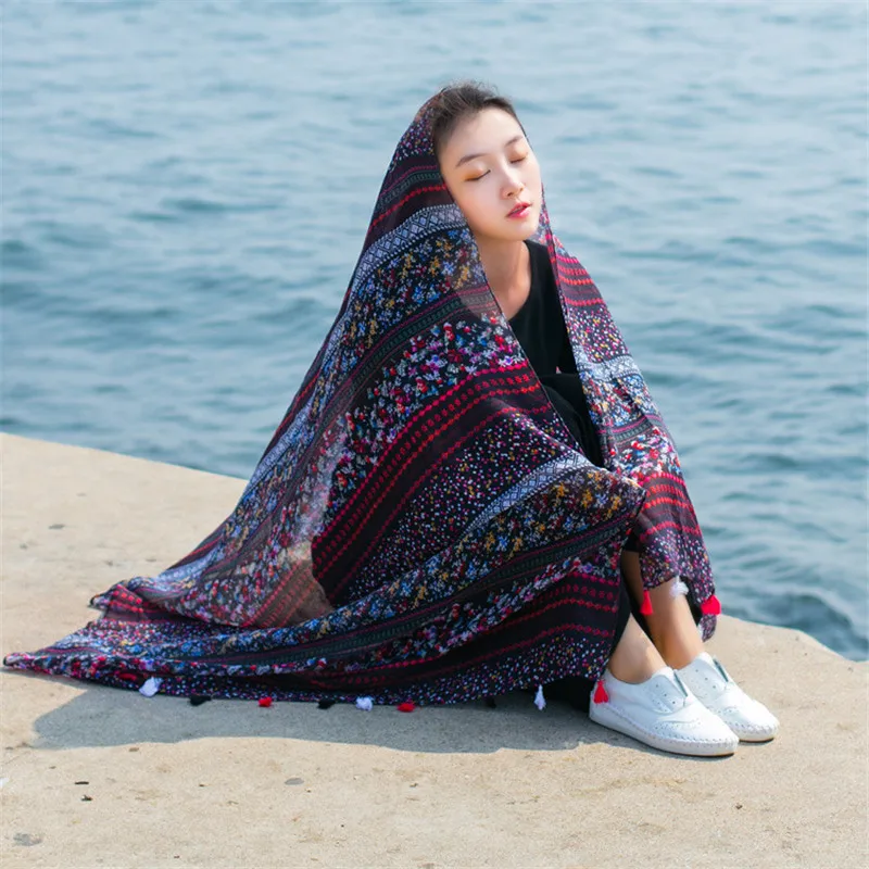 2017 spring summer new scarves travel essential floral printing sunscreen scarf  lady fashion shawl women wear covers towels