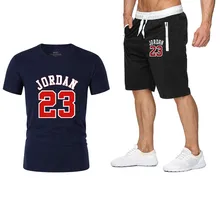 two piece set men outfits jordan 23 t-shirt shorts summer short set tracksuit men sport suit jogging sweatsuit basketball jersey