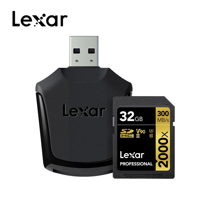 Lexar 2000X UHS-II SD Карты объемом до 32 gb 64gb 128G слот для карт памяти 300 МБ/с. высокое Скорость флэш-памяти для 3d 4k для зеркальной однообъективной камеры Камера