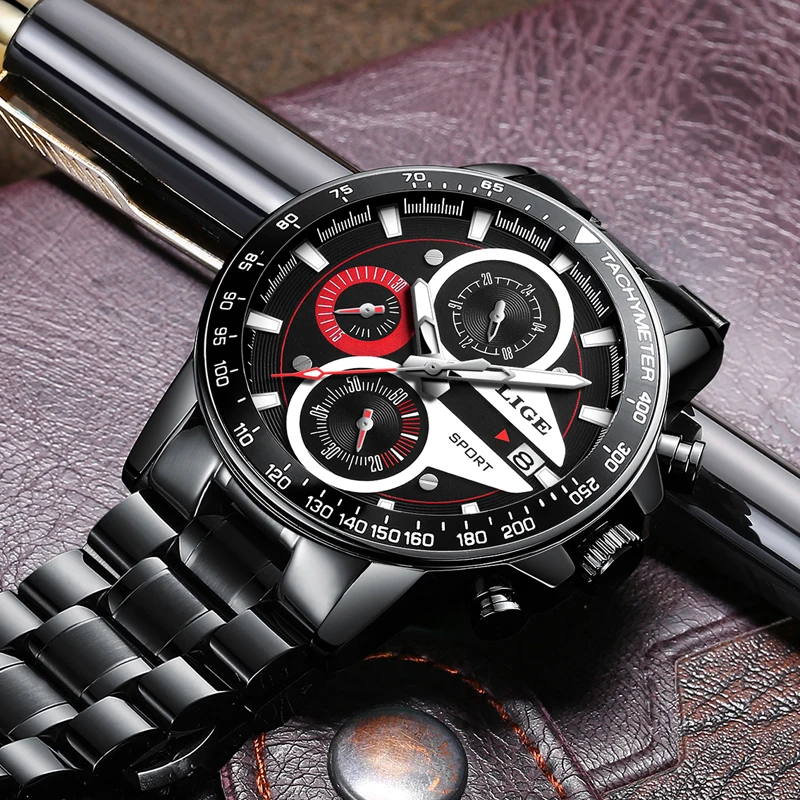 Najtaniej LIGE męskie zegarki moda biznesowa Top luksusowa marka sportowy zegarek kwarcowy mężczyźni Casual wodoodporny zegar Relogio Masculino + Box