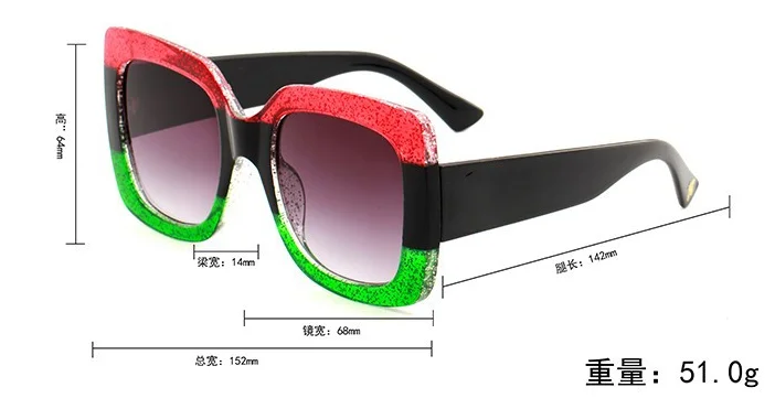 2018 Oversized Square Sunglasses Women G Brand Designer Multi Red green Sun Glasses For Women Eyewear Ladies Goggles Shades  