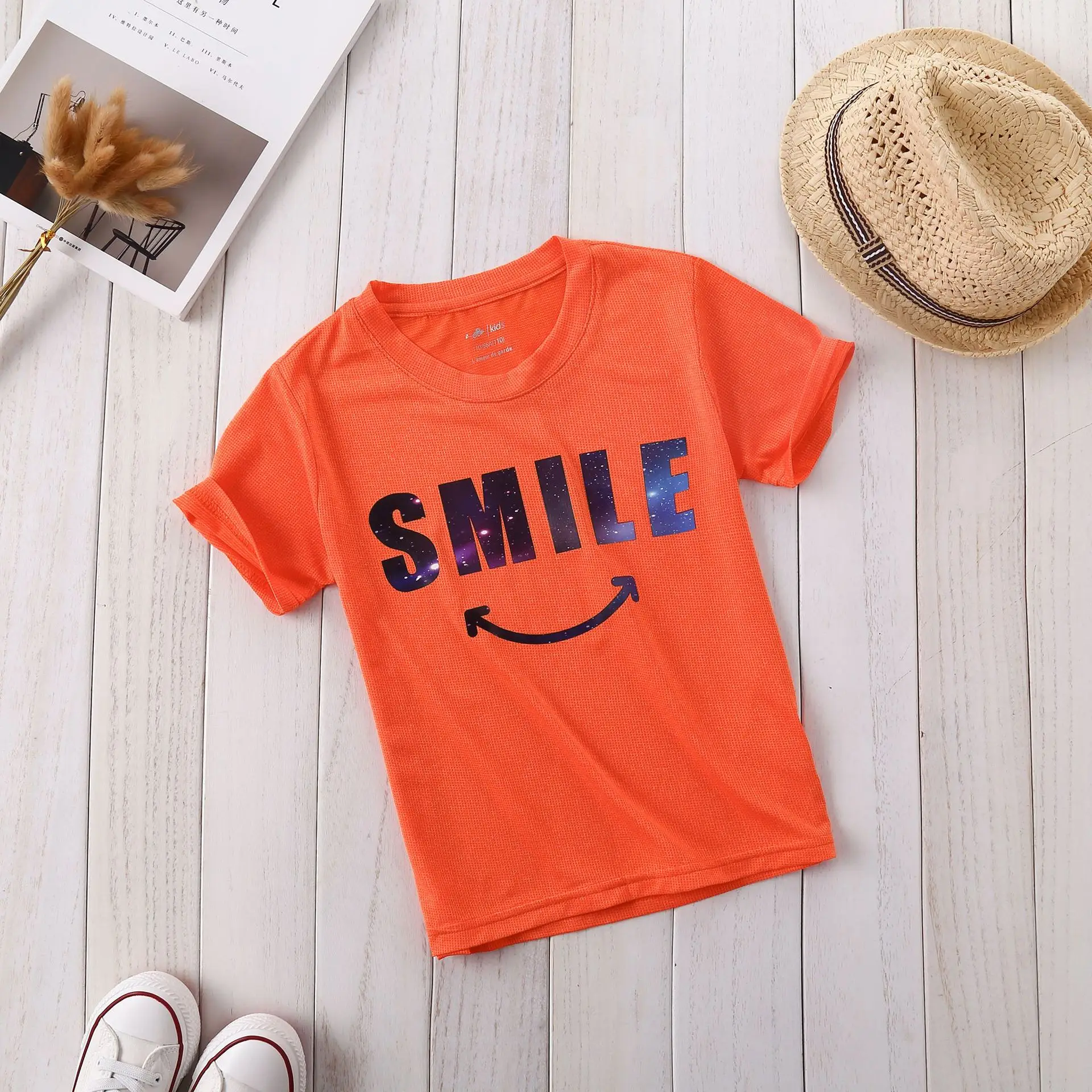 Summer Sports Function Children Top Tees Fast Drying Elasticity Hygroscopic Anti-UV Outfits Boys T-shirts For 4-13 Years old