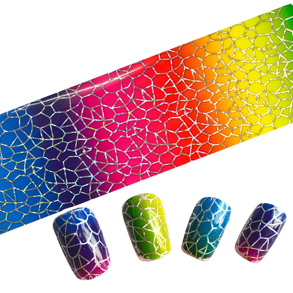

100x4cm Glitter DIY Nails Transfer Polish Glue Decorations Nail Foils Nail Art Laser Flower Designs Adhesive Sticker STZXK22