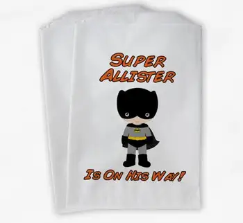 

personalized Superhero Kid's Baby Shower candy Buffet treat gift bar birthday Petal Toss bags Bakery Cookie Favor pouches