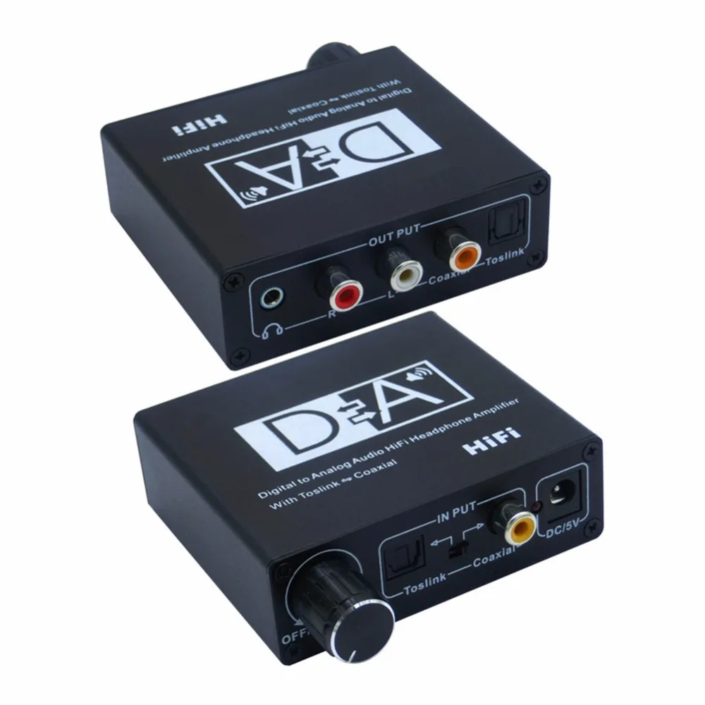 Цифро аналоговый аудио HiFi усилитель для наушников с Toslink к коаксиальному 2RCA 3 5 мм