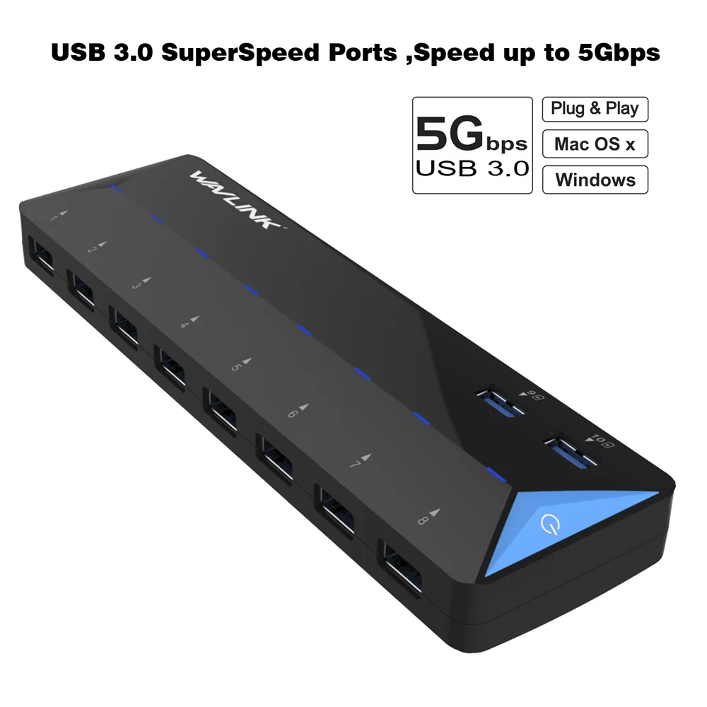 Сверхскоростной разветвитель USB 3 0 Wavlink для быстрой зарядки 5 Гбит/с 7/10 портов с