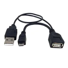 Micro USB 2,0 5-контактный кабель хоста OTG адаптер с USB Мощность для сотового телефона подставки для мобильных телефонов и планшетов внешний U диск читателя кабель