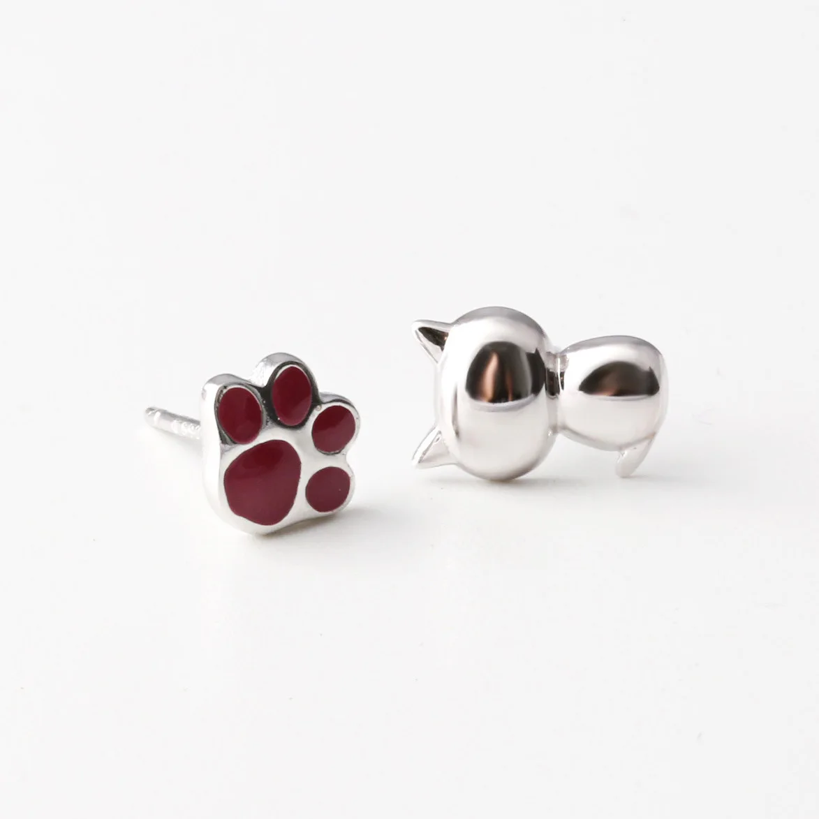 Женские асимметричные серьги cat paw ювелирное изделие из 100% стерлингового серебра