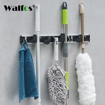

Plastic Wall Mounted Mop Holder Storage Rack Hooks Brush Broom Organizer Hanger Home Bathroom Accessories