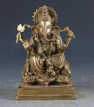 

Chinese Brass Tibetan Buddhism Handwork Carved Ganesha Statue