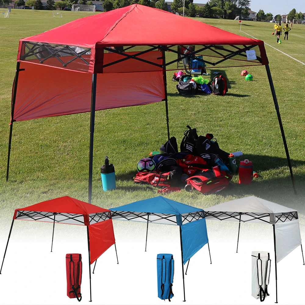 Sunnydaze Compact Quick-Up Slant Leg Instant Pop-Up Backpack Canopy, 6 x 6 Foot Top, 7.5 x 7.5 Foot Bottom