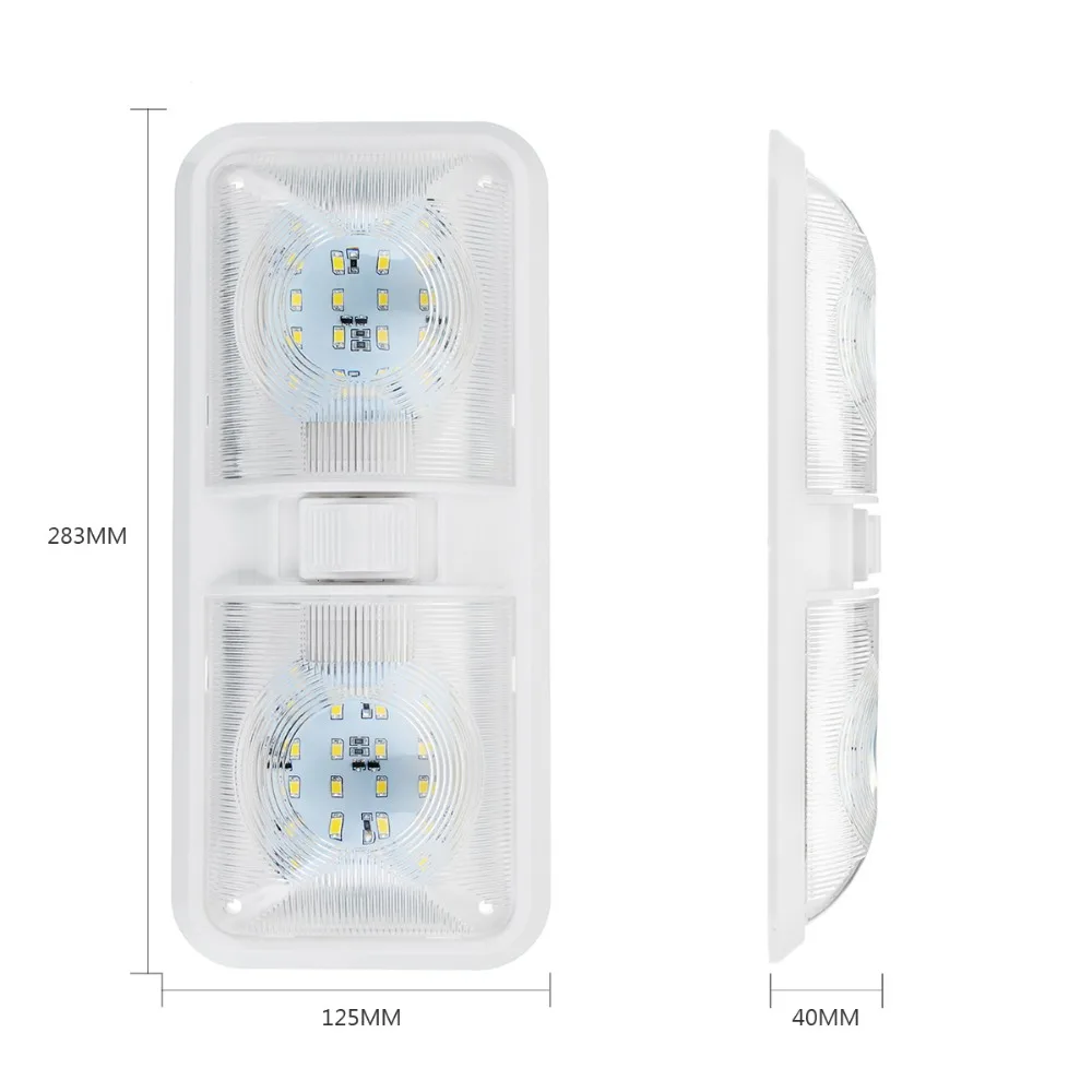 Автомобильный двойной купольный светильник AutoLeader, 1 шт., 12 В, 48, светодиодный потолочный светильник для внутренней крыши, для RV, лодки, для кемпера, прицепа, пластик, белый цвет