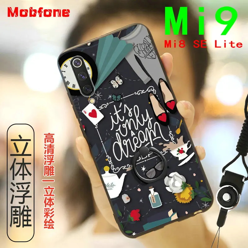 Xiaomi mi 9 чехол Забавный мультяшный телефон Funda 8 SE Lite Capa Coque чехлы с держателем для