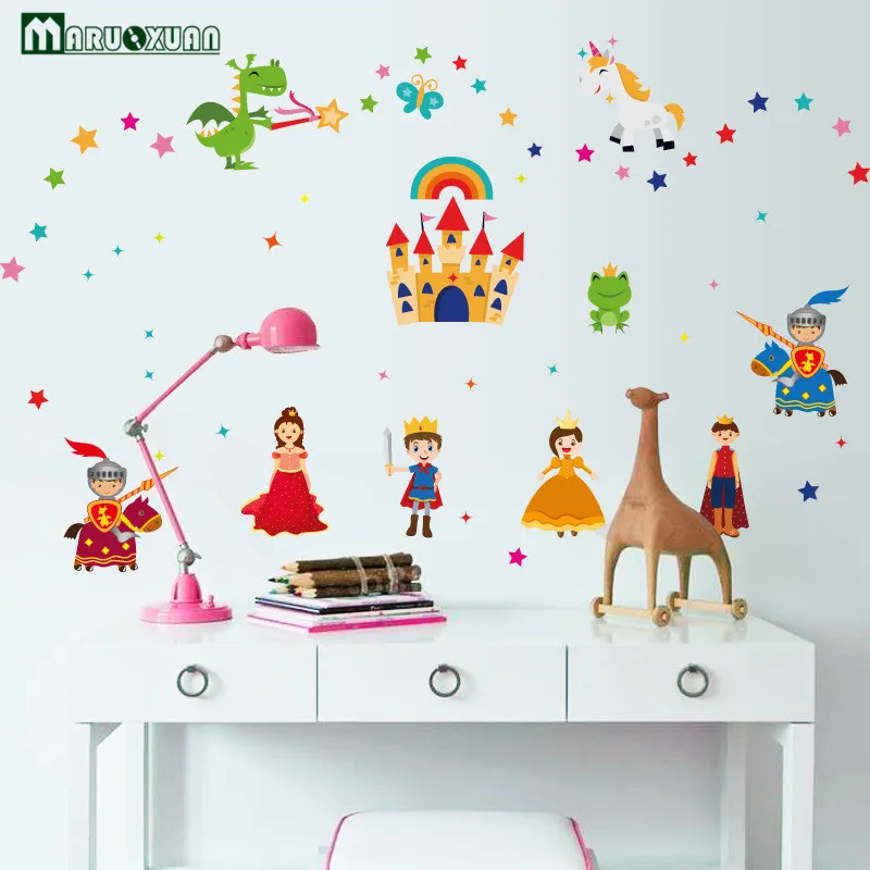 YunXi Cartoon Castle Princess Sticker Children Room Wardrobe Living Background Decoration PVC Wall Stickers 96*115CM | Дом и сад