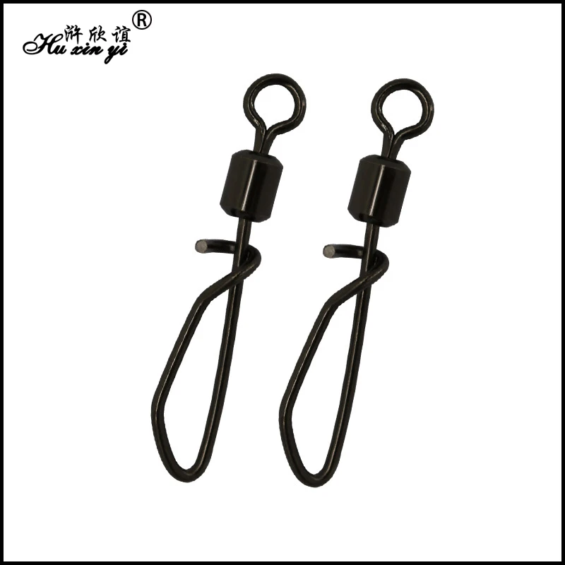 

HXY PCS(100 50) SIZE(12# to 4/0#) Matt Black Color Carp Fishing tackle rolling swivel with T-shape snap fishing accessories