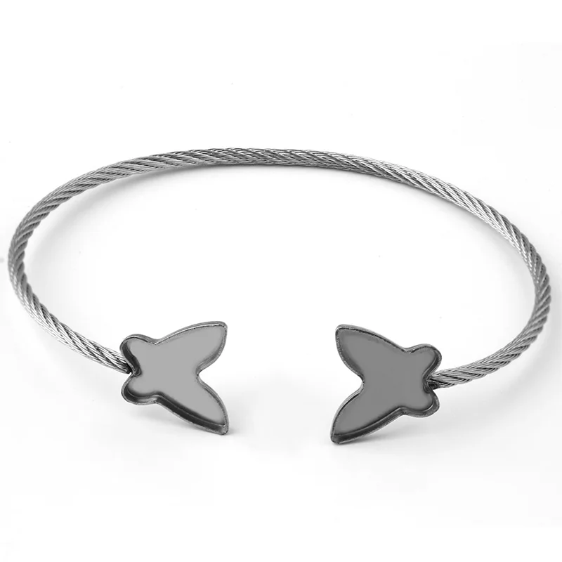 

2pcs New Pure Stainless Steel Outer 12*14MM Double Flying Bird Double Plate Jewelry Tray Time Gemstone Bottom Tray