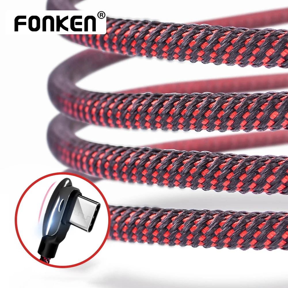 90 Degree USB Type C Cable Fast Charge USB C Bend Game Charging Cable Android Phone Charger Nylon elbow Type C Data Cord|Mobile Phone Cables| - AliExpress