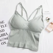 Сексуальные Лифчики Для женщин Мягкий майка с треугольным вырезом Топ бесшовная высокая эластичность женские кросс-жилет