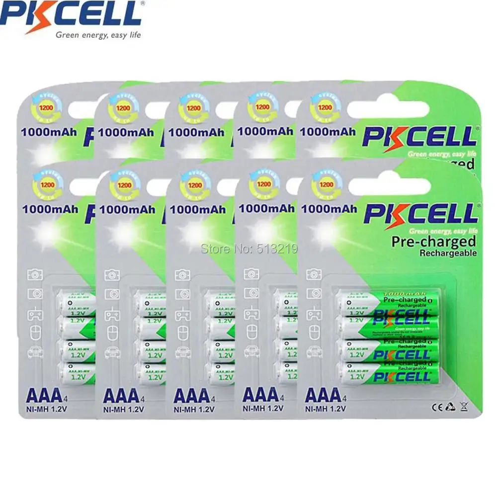 

40Pcs/10Card 1000mAh AAA 1.2V Low Self-discharge LSD Rechargeable NIMH Battery Ready to Use NiMh Rechargeable Batteries