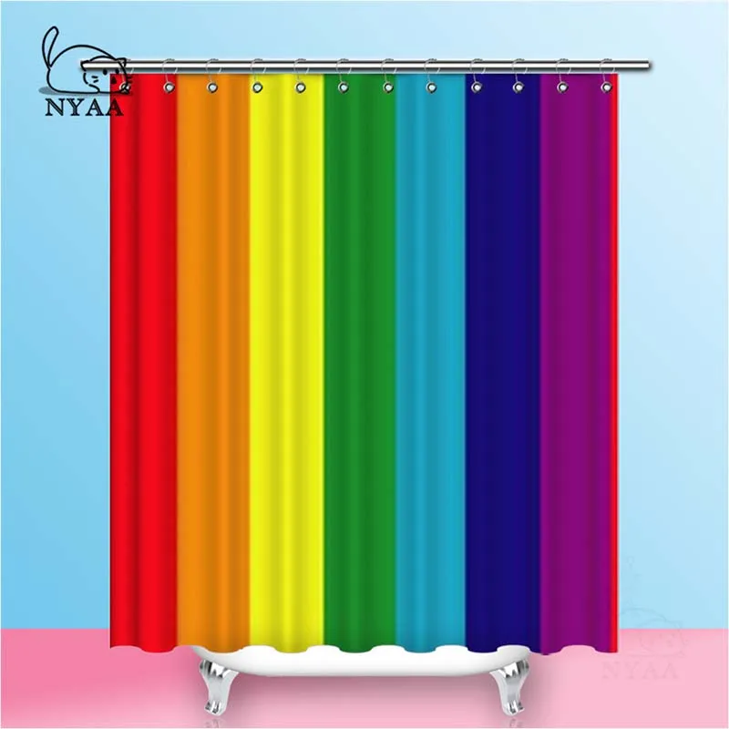 

Nyaa Rainbow Shower Curtains Little Mermaid Waterproof Polyester Fabric Bathroom Curtains For Home Decor