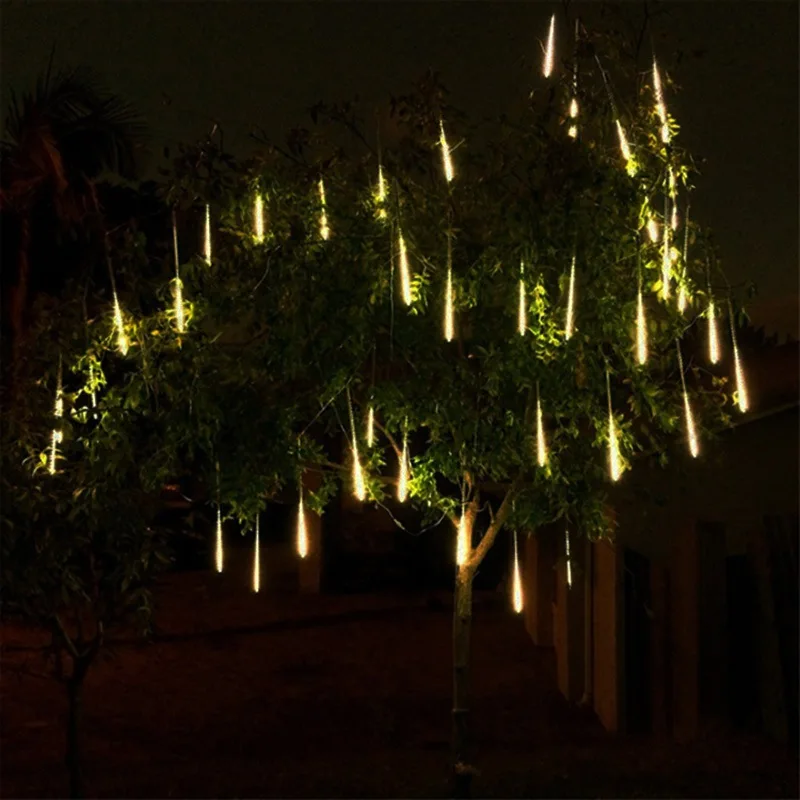 

Waterproof Garden Lights Meteor Shower Rain Lights String 30cm 8 Tubes 144 LEDs for Party Wedding Decor New