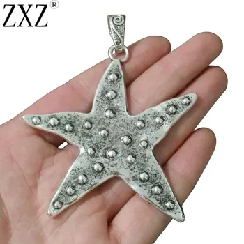 

ZXZ 2pcs Large Hammered Starfish Charms Pendants for Jewelry Making Findings 73x68mm