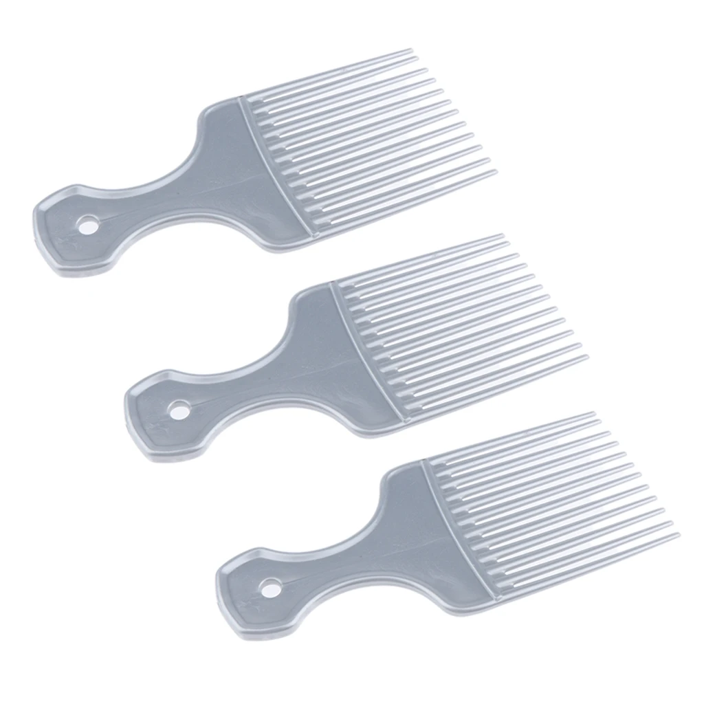3pcs/set Portable Afro Pick Fork Plastic Curly Hair Comb Long Tooth Hairdressing Light weight Mini Size Convenient
