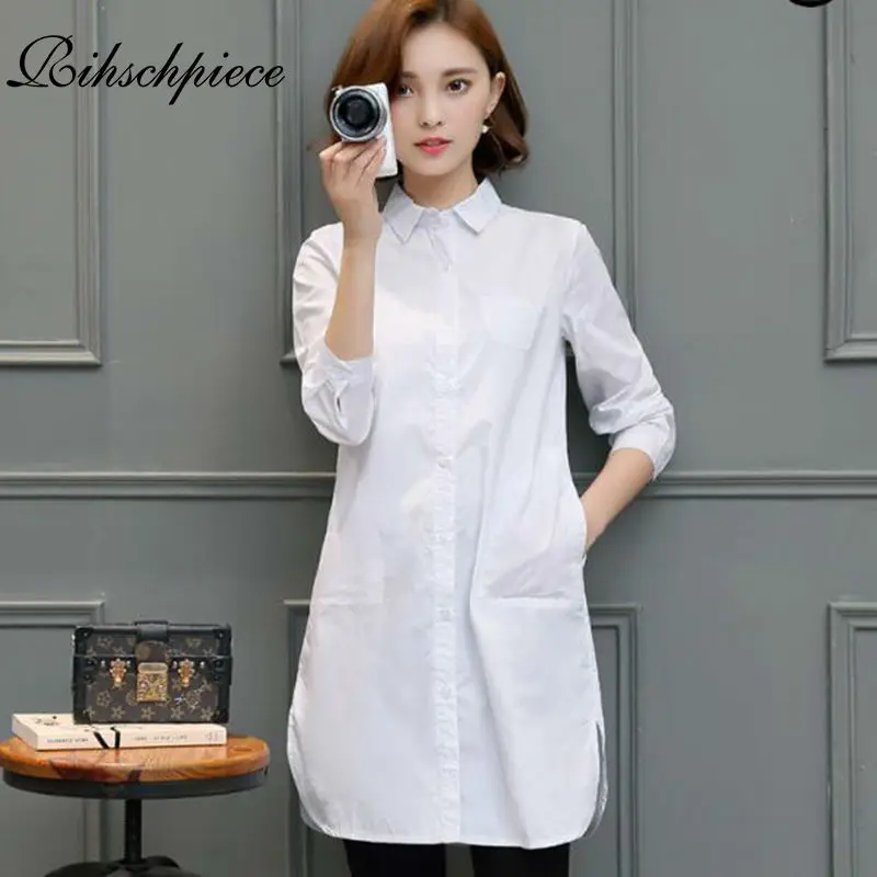 

Rihschpiece Spring Vintage Women Blouses Tunic Clothing Long Sleeve Top Plus Size Blusas White Blouse Cotton Shirt RZF1059
