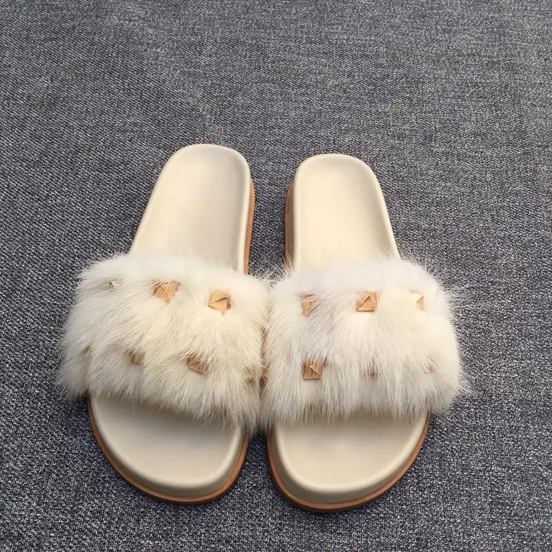 Wohnungen Pic Aw Slipper Top Schuhe Stil Echt Mit Marke Fur Pantoffel 41 Qualität As Frauen Niet Pelz as Pic Design Mode 35 vxx6qt7U