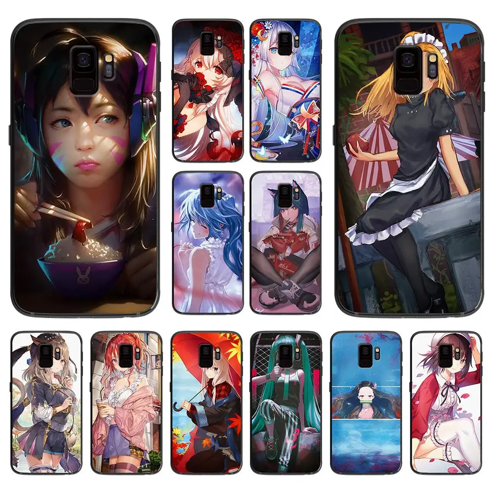 Japanese anime girl soft phone cover case for Samsung Galaxy S6 S7 S8 S9 S10e Plus Note 8 9 CASES | Мобильные телефоны и