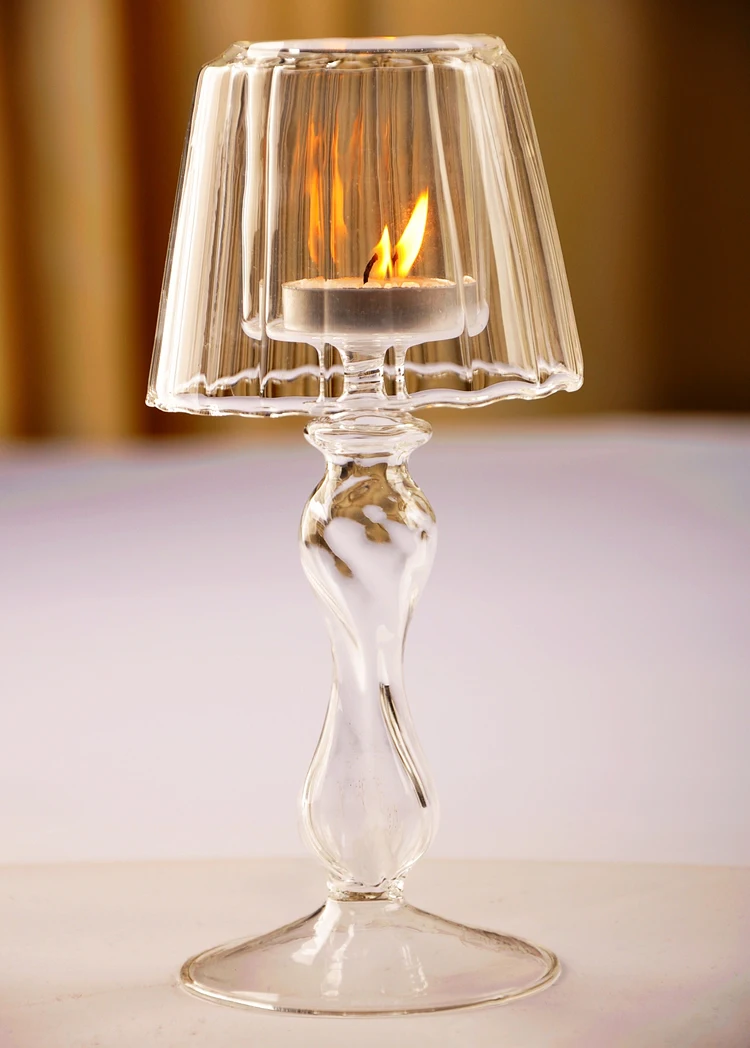 Хрустальные подсвечники в форме лампы стеклянный подсвечник для свадебной вечеринки кофе кафе бар Настольный центральный элемент