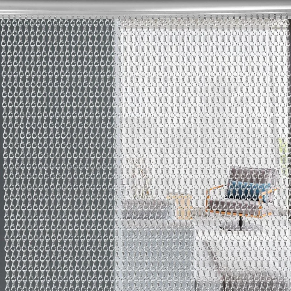 Cortinas de pantalla de vuelo de cadena de aluminio antimoscas y insectos doradas para divisores de habitaciones