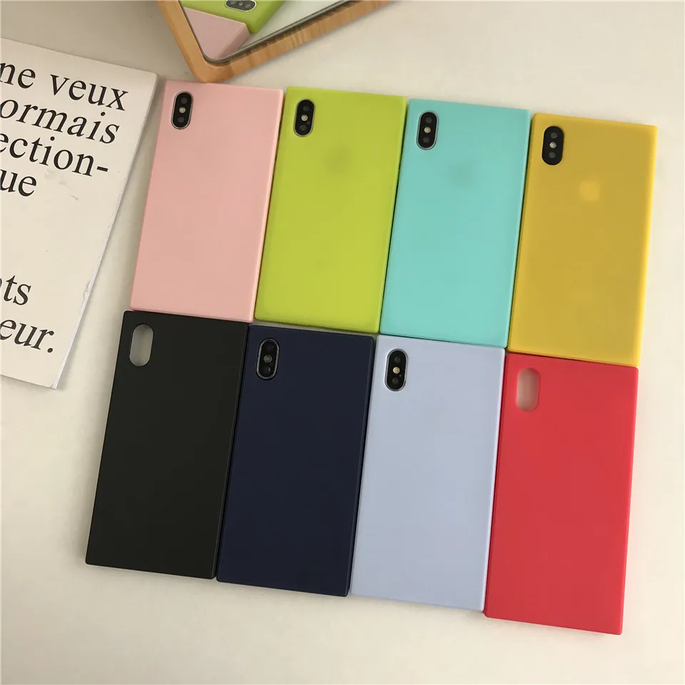 Square Case For iPhone X Cover TPU Candy Pure Color Protective Soft Shockproof Phone Cases iphone 8 7 Plus 6 6S |