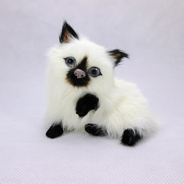 

small cute simulation cat lifelike colourful cat doll gift about 10x8x9.5cm
