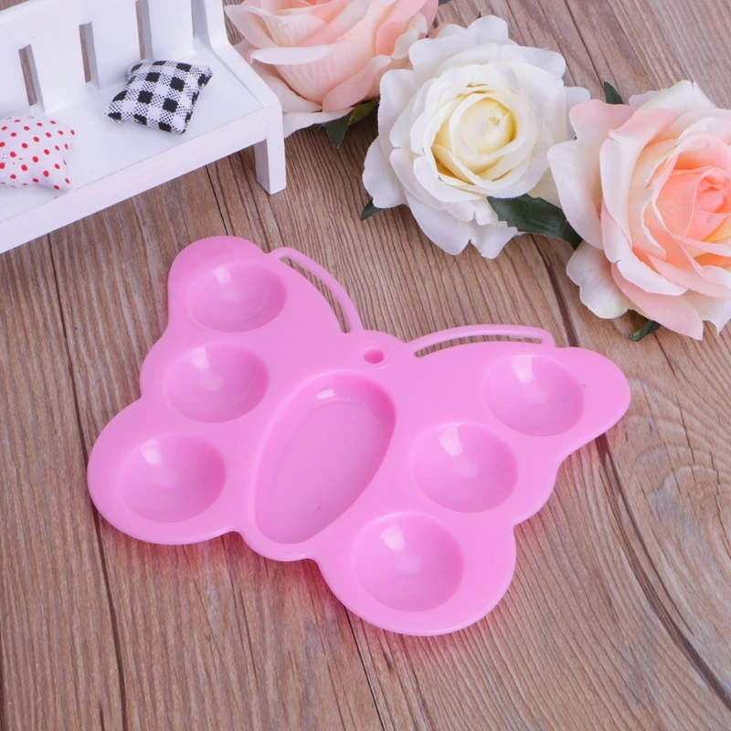 

Art Painting Tray Artist Oil Watercolor Plastic 7 Holes Palettes Butterfly Shape
