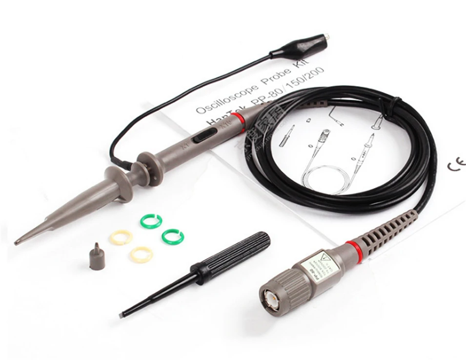 

Hantek Oscilloscope Probes PP-150 100MHz 1X 10X Digital Multimeter Osciloscopio Clip Probes Diy Oscillograph Accessories